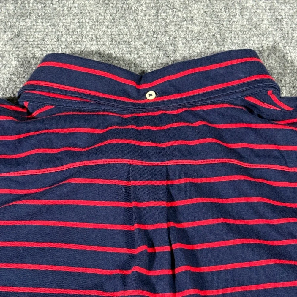 Polo‎ Ralph Lauren Mens XL Striped Short Sleeve Button Down Polo Shirt Navy Red